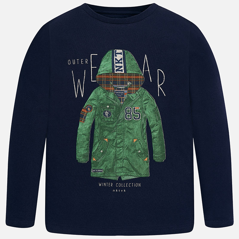 Camiseta de manga larga para niño en punto liso Marino