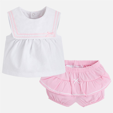 Camiseta y short bebé niña recién nacida con lazo