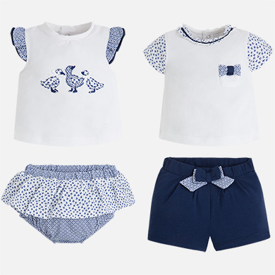 Shorts y camisetas manga corta bebé niña recién nacida