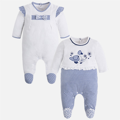 Pijamas largos primera puesta bebé niña