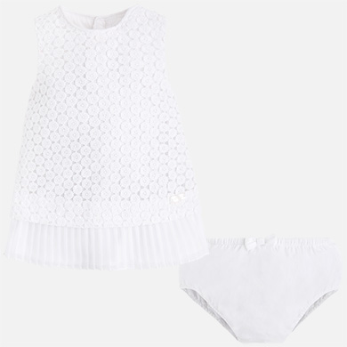 Vestido bebé niña manga sisa guipur