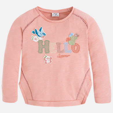 Camiseta niña manga larga cuello redondo