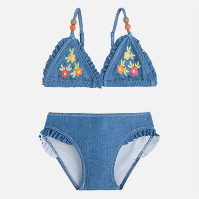 Bikini estilo tejano volantes bordados tachuelas