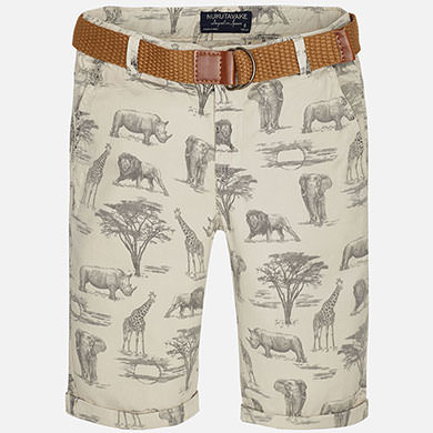 Pantalón corto estampado con cinturón niño