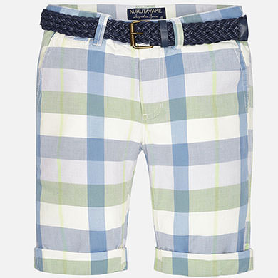 Pantalón corto a cuadros con cinturón niño