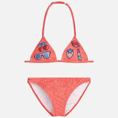 Bikini con etiquetas bordadas 2 piezas niña