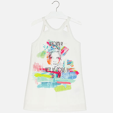 Vestido corto de niña print lentejuelas