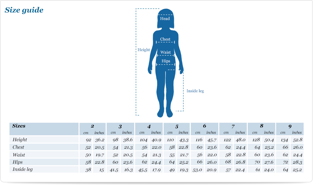 Mayoral Clothing Size Chart