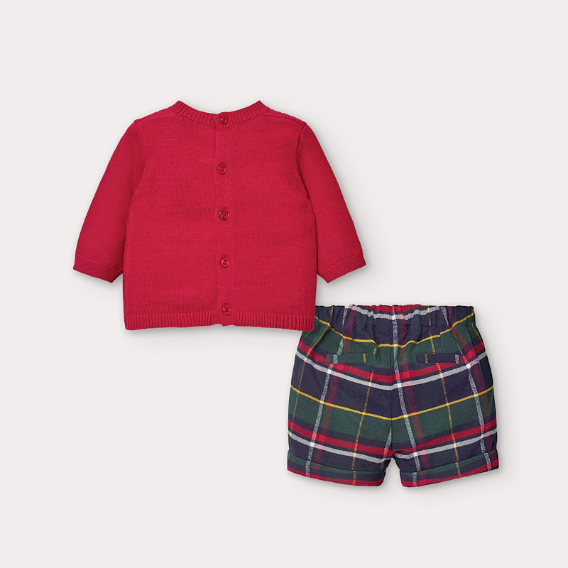 newborn red cardigan