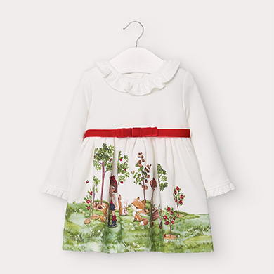Contrasts Dress For Baby Girl Off White Red Mayoral