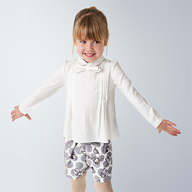Bluse Kragen Schleife Madchen Rohweiss Mayoral