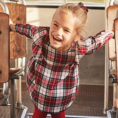 Vestito Quadri Volant Bambina Rosso Mayoral