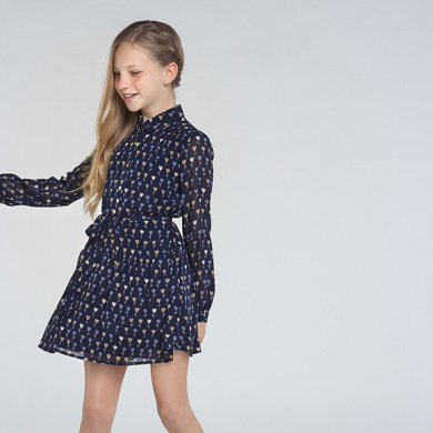 navy patterned dress