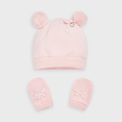 pink baby hat and mittens