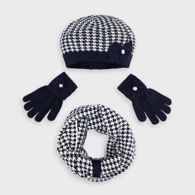 girls navy hat and scarf