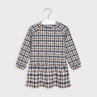 Vestito Quadri Jacquard Bambina Blu Navy Mayoral