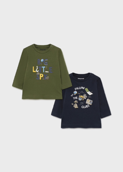 Set Of Long Sleeve T Shirts For Baby Boy Hunt Green Mayoral