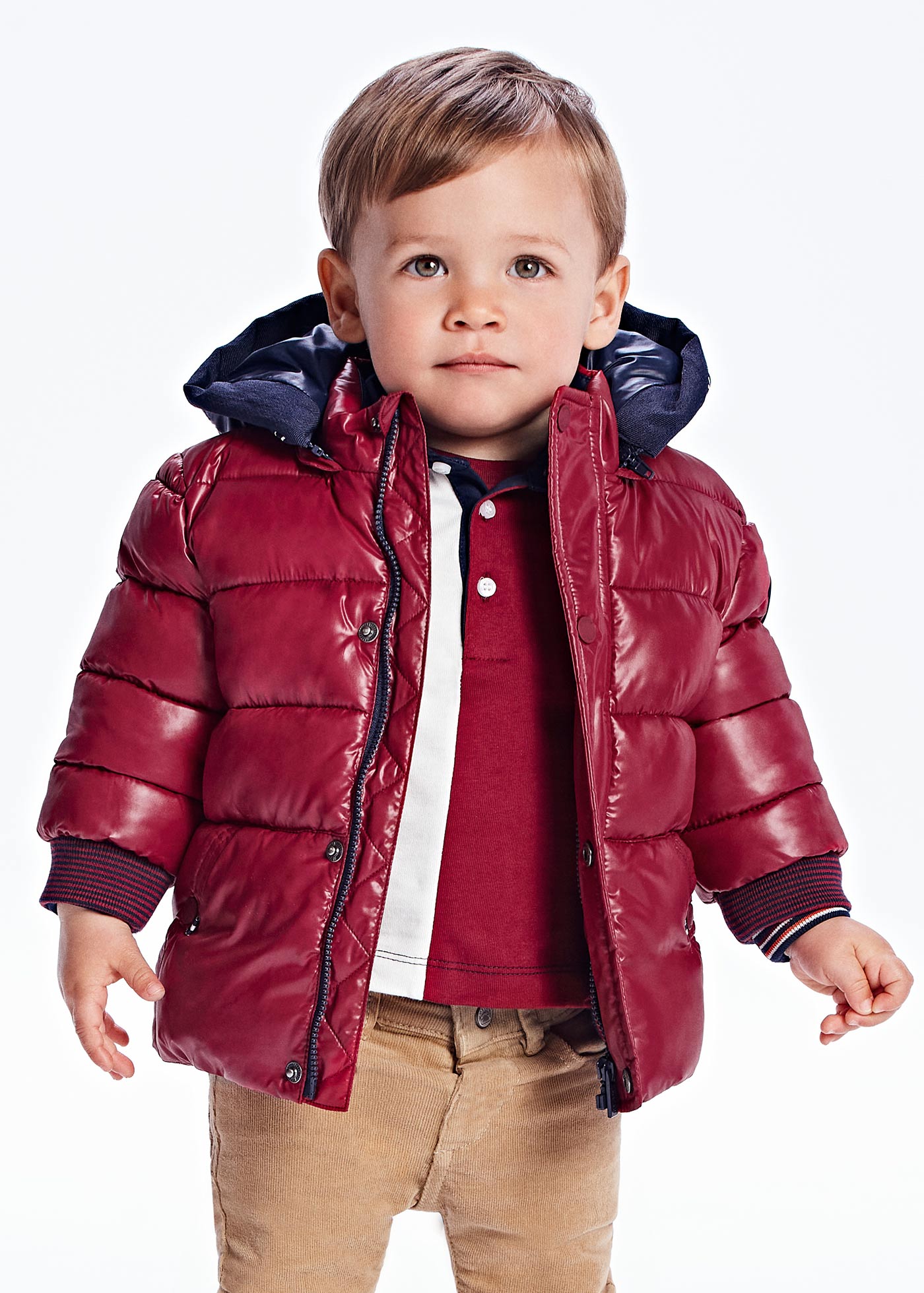 Two Tone Padded Coat For Baby Boy Burgundy Mayoral