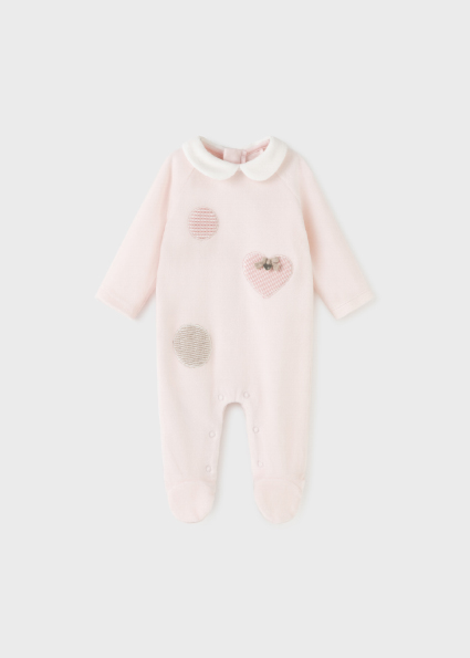Knit Collar Pyjamas For Newborn Girl Baby Pink Mayoral