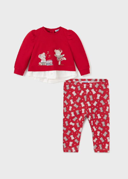 Ecofriends Leggings And Top Set For Baby Girl Red Mayoral