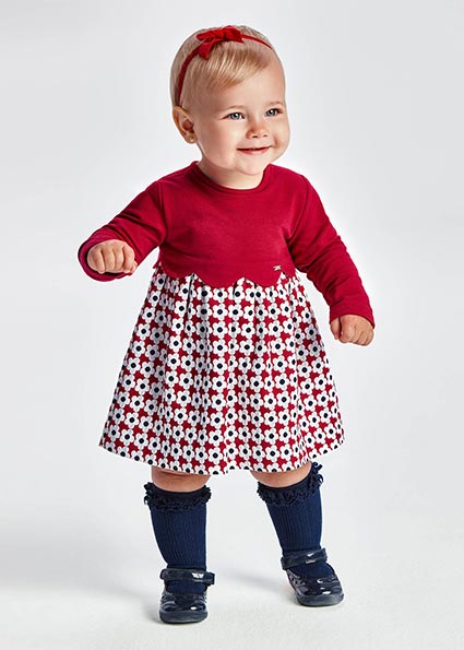 Vestido Combinado Bebe Nina Frambuesa Mayoral