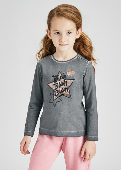 Acid Wash Long Sleeve T Shirt For Girl Steel Mayoral