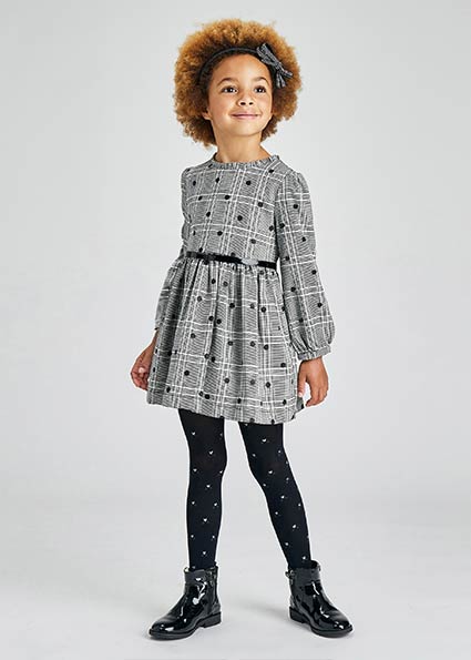Glitter polka dot dress for girl Black