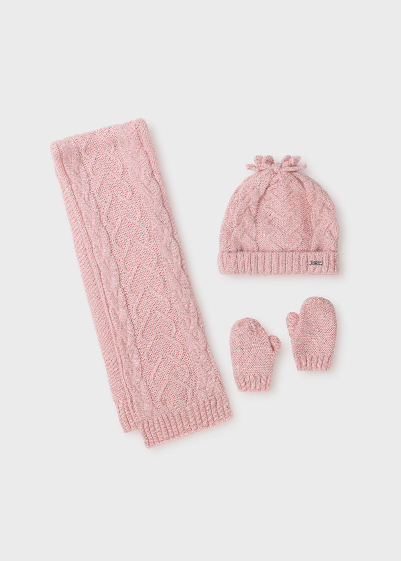 Hat Scarf And Mittens Set For Baby Girl Pink Mayoral
