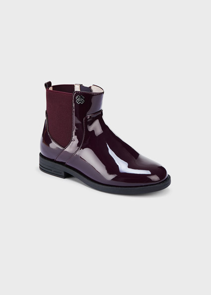 maroon patent boots