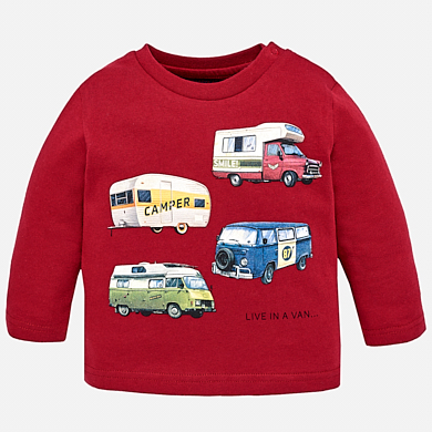 Camisola manga comprida veículos para bebé menino