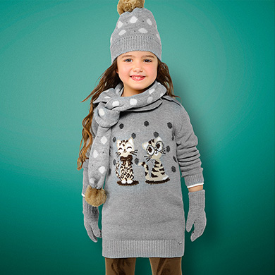 Vestido tricot intarsia menina