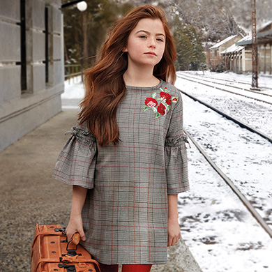 Vestido quadrados gales menina