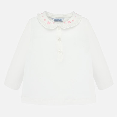 Polo manga larga básico bordado bebé niña