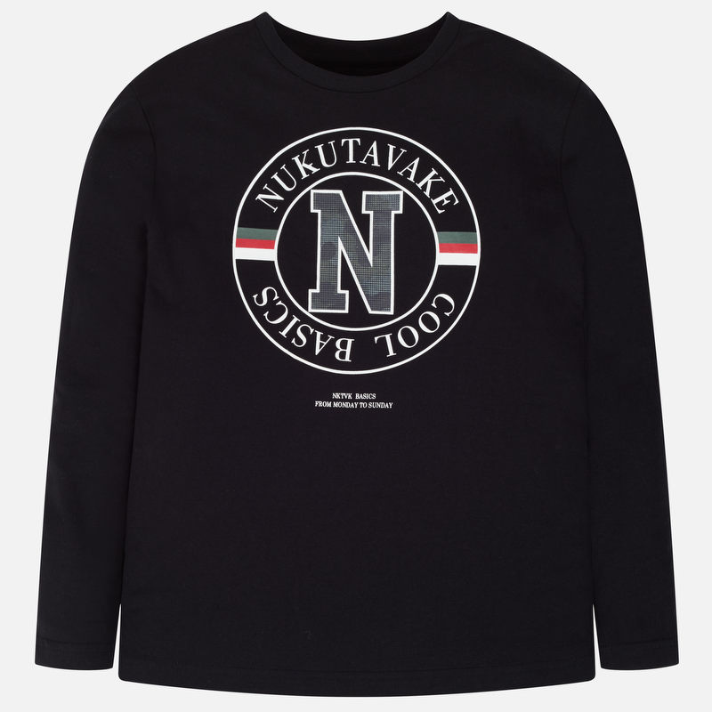 Long Sleeved Basic Logo T Shirt For Boy Black Mayoral