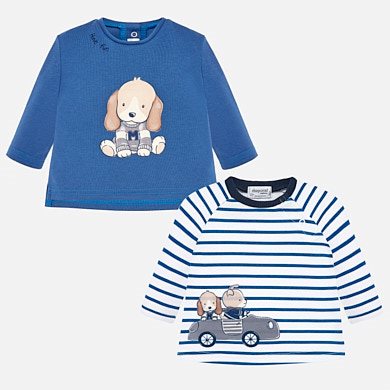 Long sleeved t-shirts with print design set for newborn boy