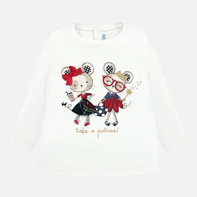 Long sleeved t-shirt with printed design for baby girl