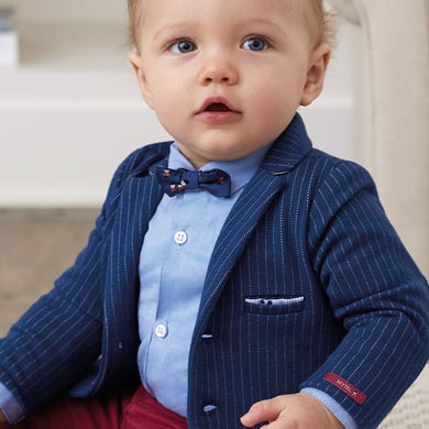 Long sleeved shirt with bow-tie for newborn boy