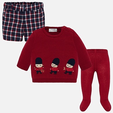 Shorts, tights and jumper set for newborn boy