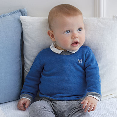 Plain round neck jumper for newborn boy