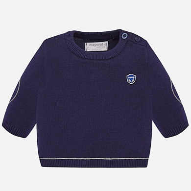 Plain round neck jumper for newborn boy