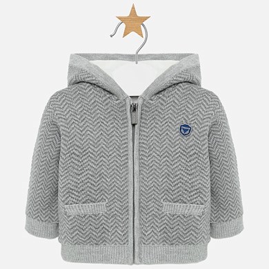 Hooded woven knit jacket for newborn boy
