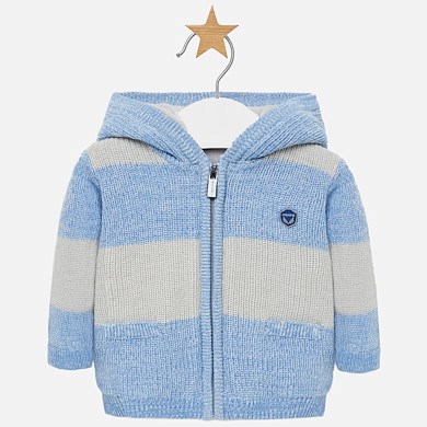 Hooded woven knit jacket for newborn boy