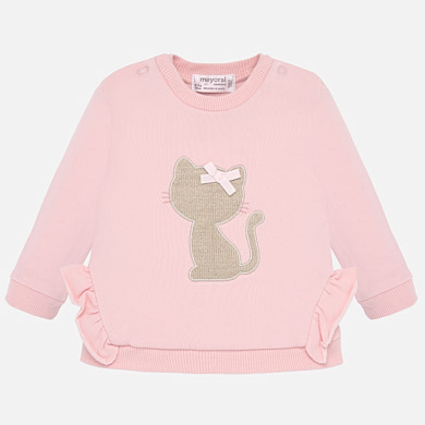 Ruffle pullover with appliques for newborn girl