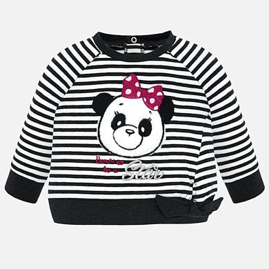 Striped sweatshirt with panda design for baby girl