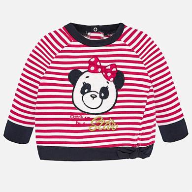Striped sweatshirt with panda design for baby girl