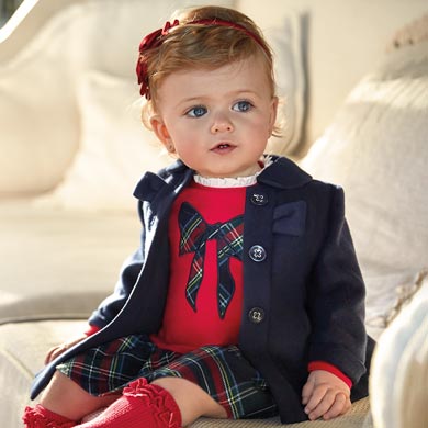 Mouflon coat with bow for baby girl