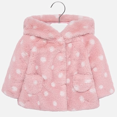 Patterned faux fur coat for baby girl