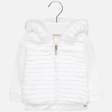 Hooded faux fur sweatshirt for baby girl