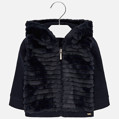 Hooded faux fur sweatshirt for baby girl