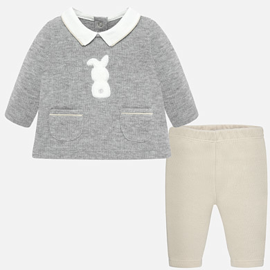 Trousers and t-shirt with shirt collar set for newborn boy